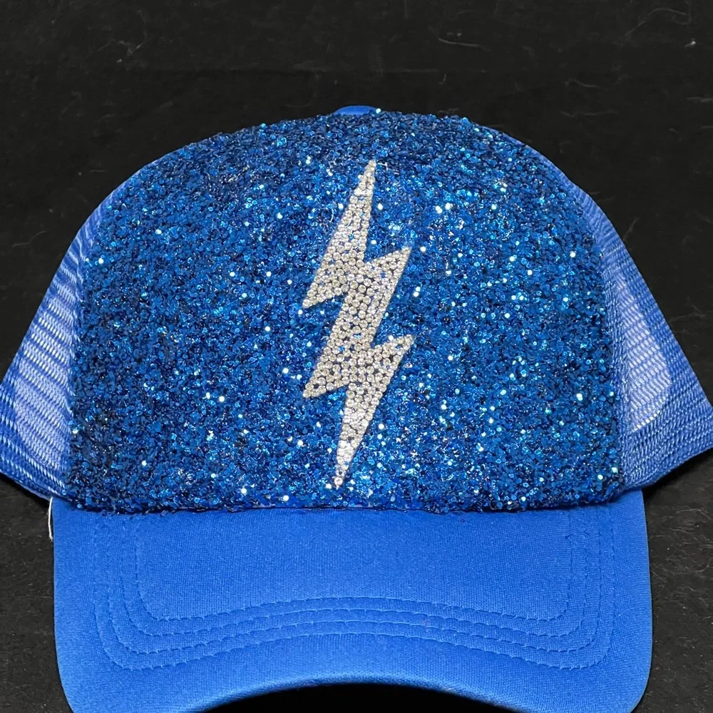 Rhinestone lightening bolt hat blue - Picture 1 of 3